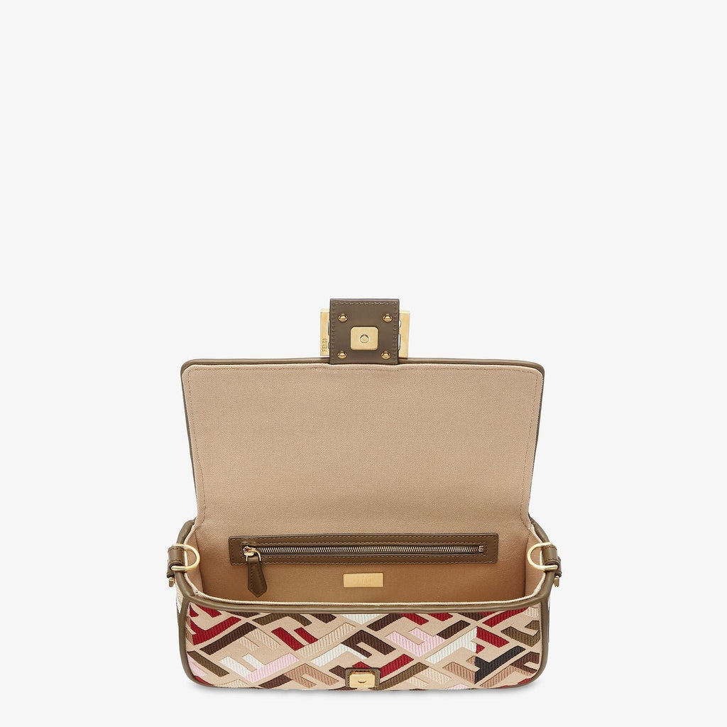 FENDI Multicolor Canvas and Leather Medium Baguette Handbag