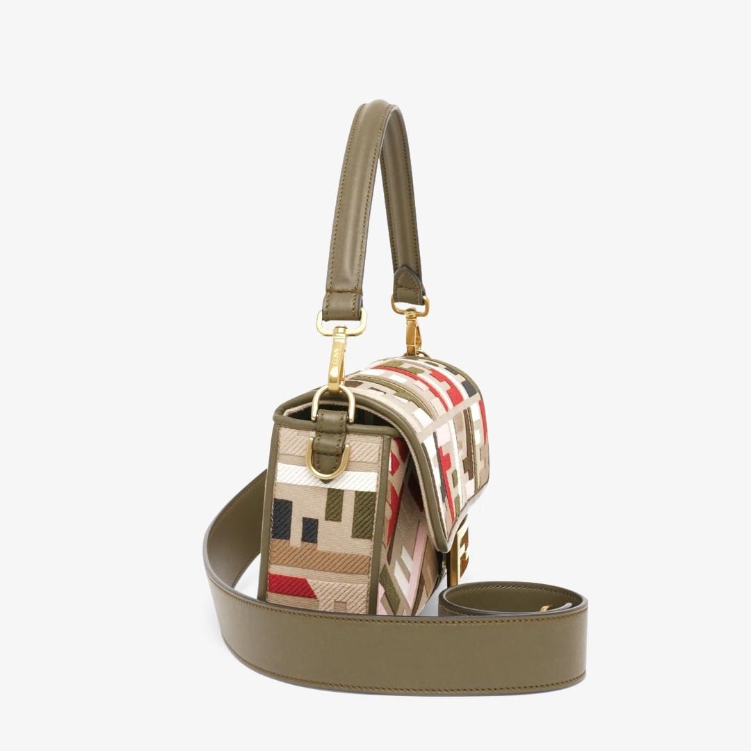 FENDI Multicolor Canvas and Leather Medium Baguette Handbag