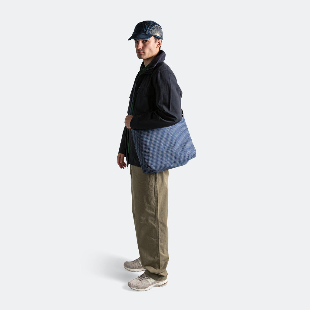 Zip Tote - Navy Grid