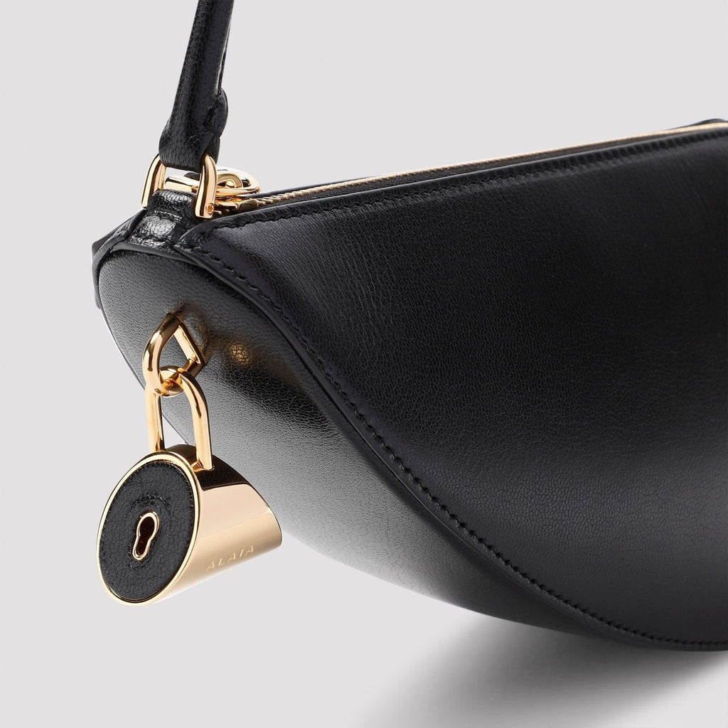 ALAIA Heartfelt Mini Shoulder Bag in Black Goatskin