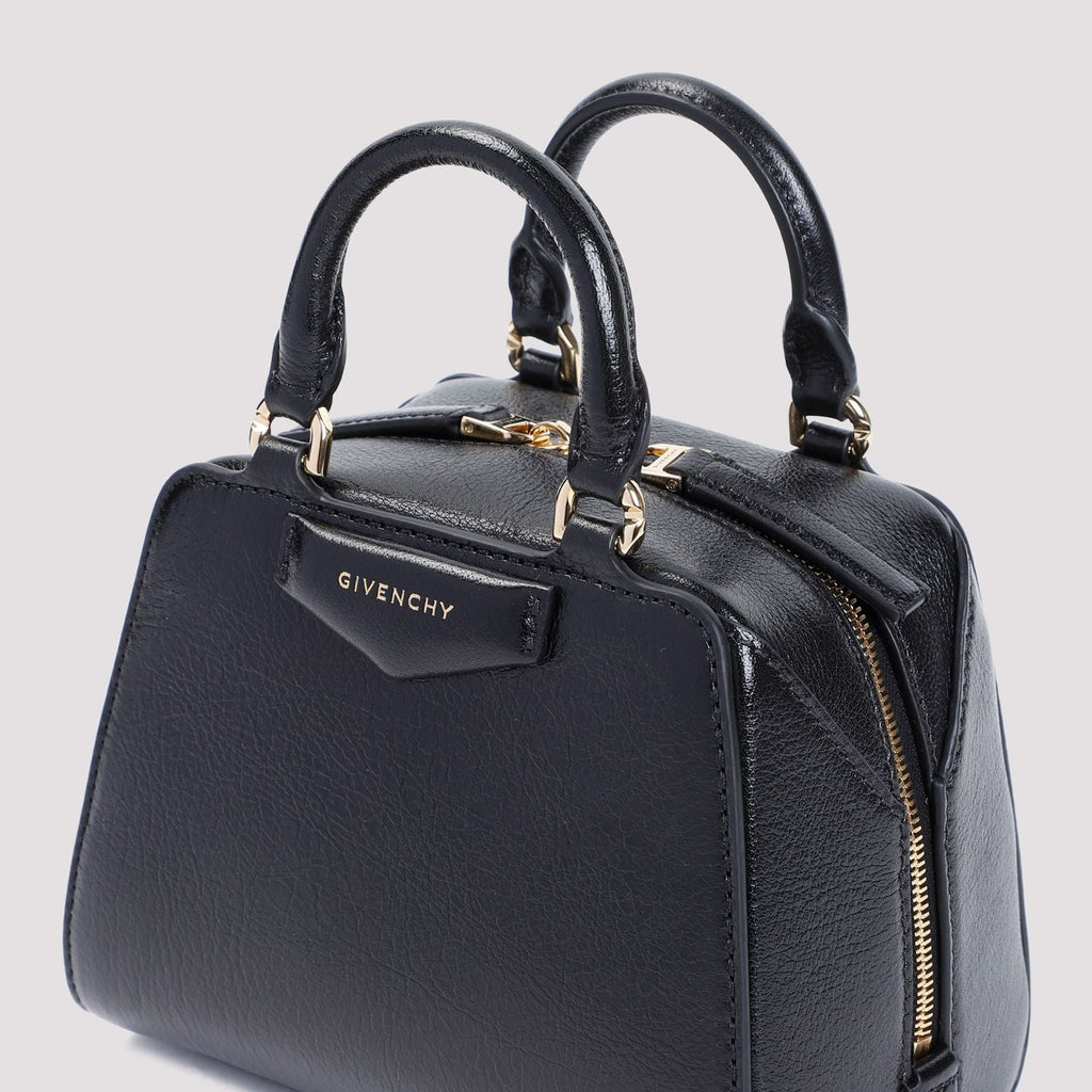 GIVENCHY Elegant Mini Top Handle Handbag in Black Buffalo Leather (6.5'x5.1'x3.9')