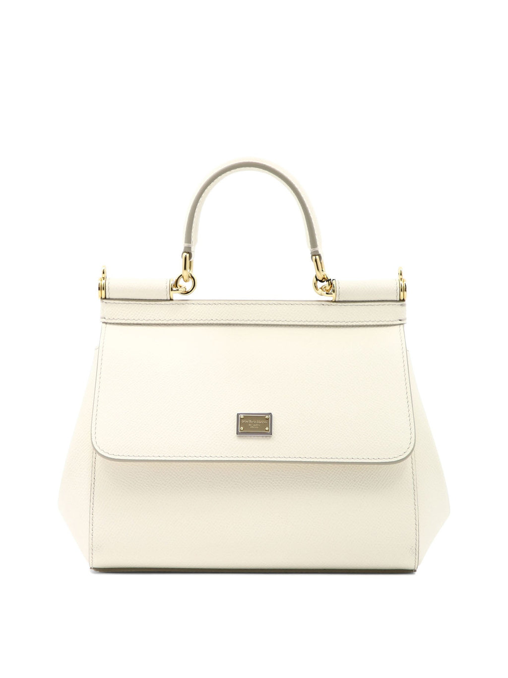 DOLCE & GABBANA 'Small Sicily' White Leather Top-Handle Handbag for Women