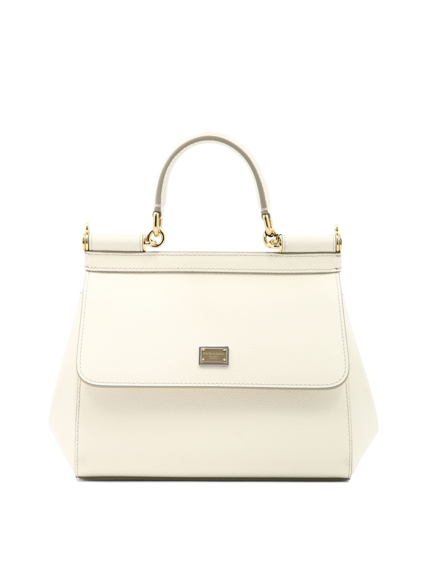 DOLCE & GABBANA 'Small Sicily' White Leather Top-Handle Handbag for Women