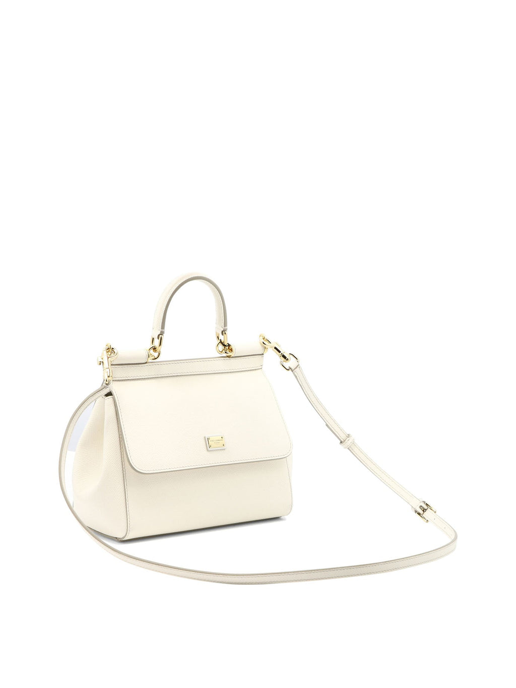 DOLCE & GABBANA 'Small Sicily' White Leather Top-Handle Handbag for Women