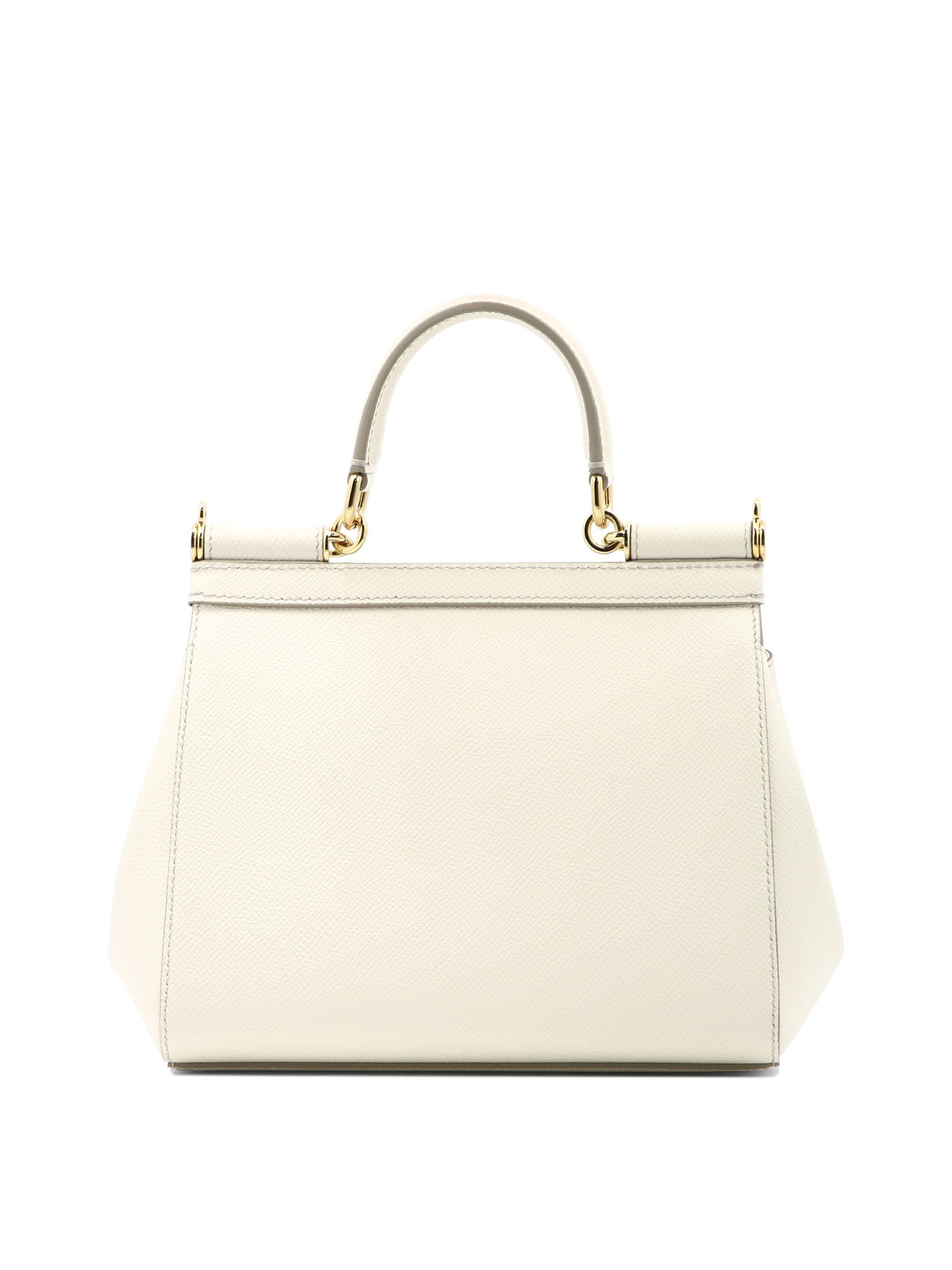 DOLCE & GABBANA 'Small Sicily' White Leather Top-Handle Handbag for Women