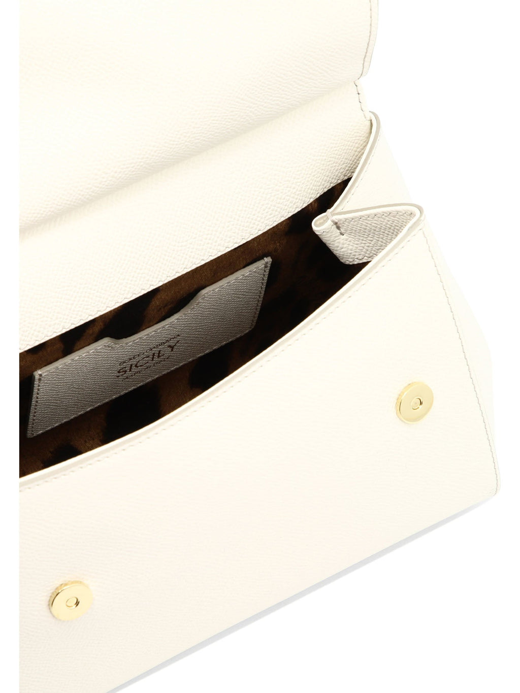 DOLCE & GABBANA 'Small Sicily' White Leather Top-Handle Handbag for Women