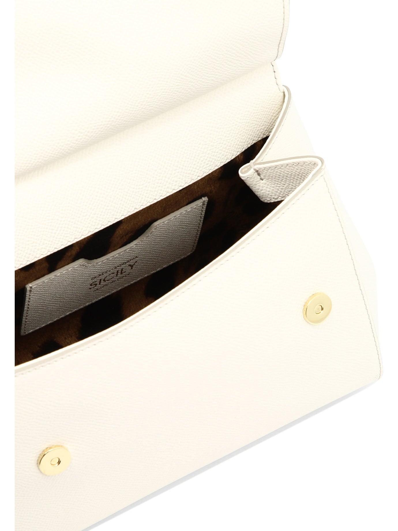 DOLCE & GABBANA 'Small Sicily' White Leather Top-Handle Handbag for Women