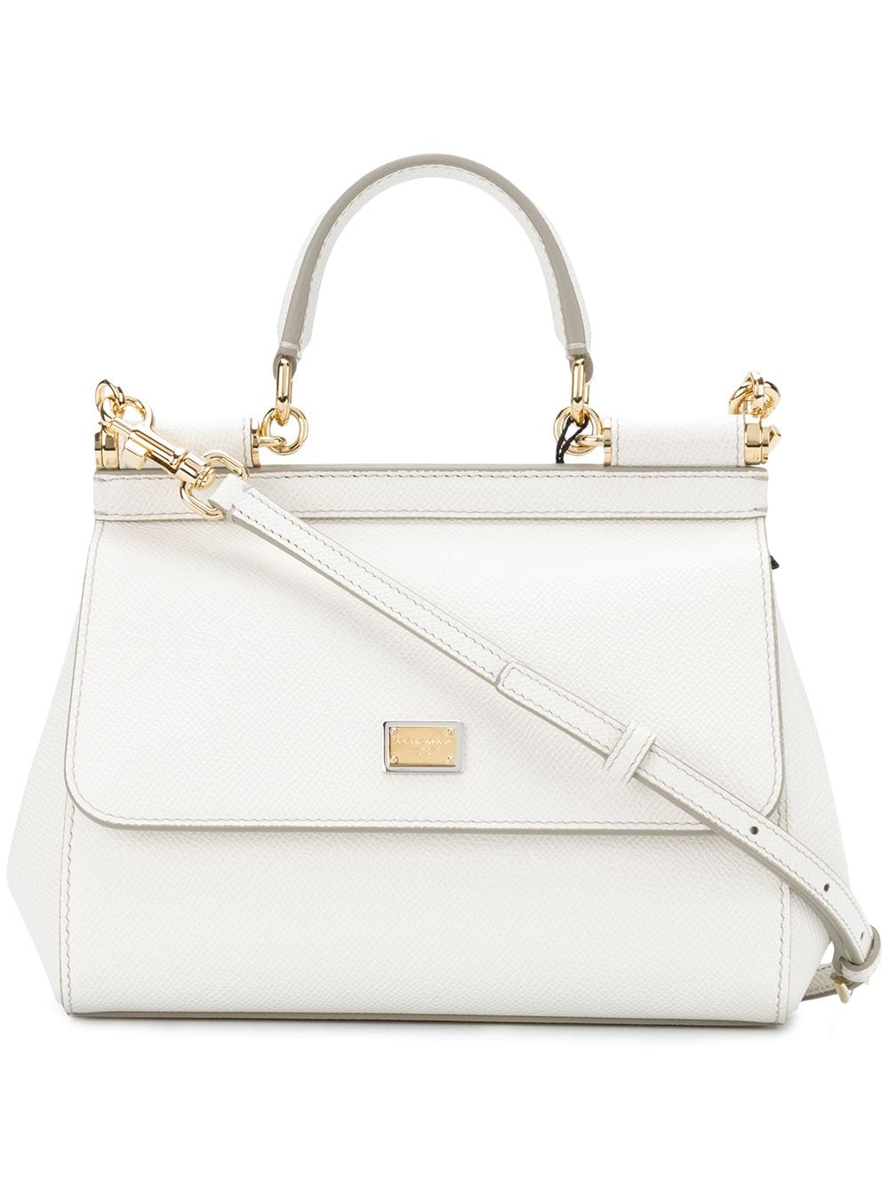 DOLCE & GABBANA 'Small Sicily' White Leather Top-Handle Handbag for Women