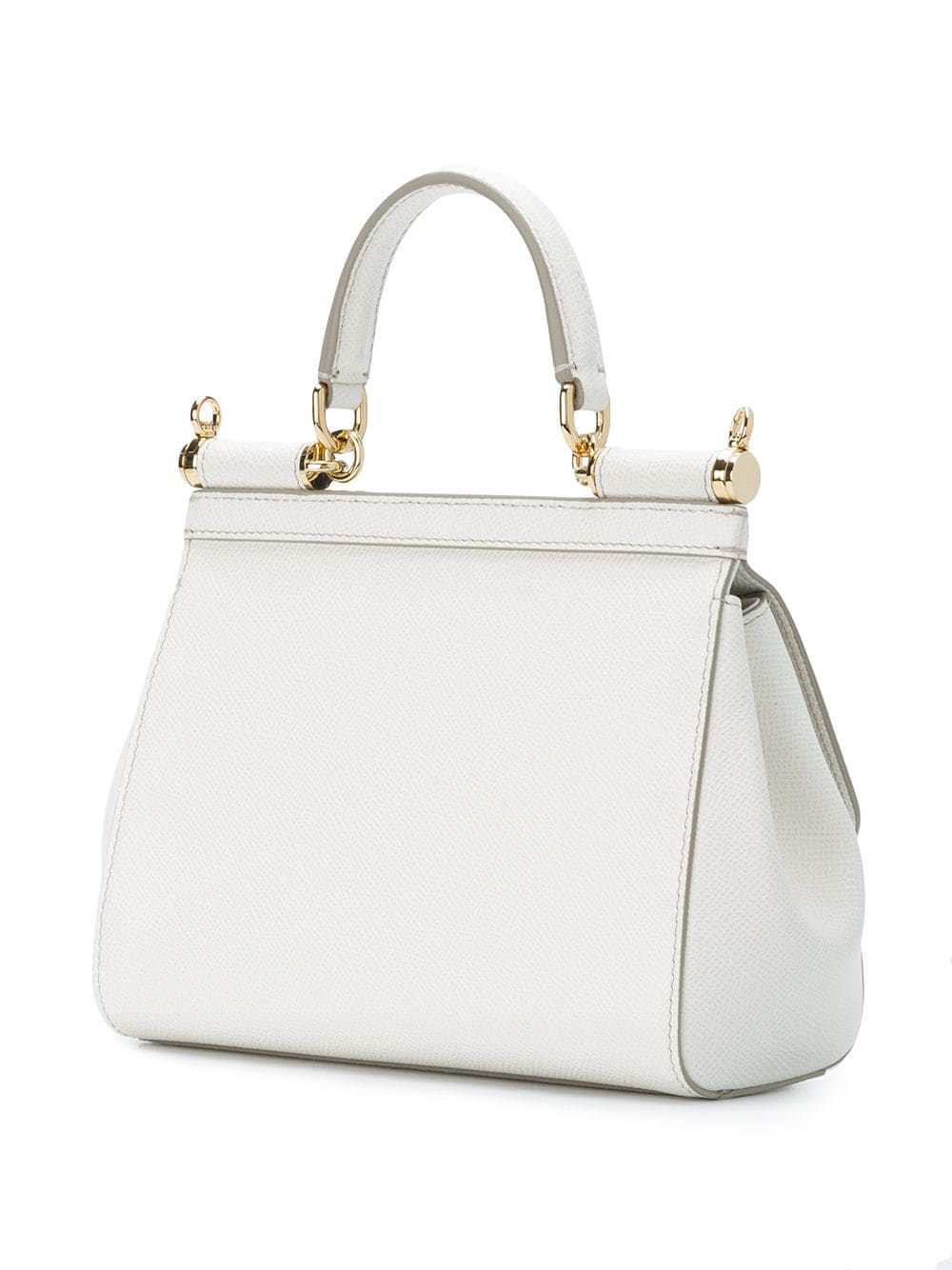DOLCE & GABBANA 'Small Sicily' White Leather Top-Handle Handbag for Women