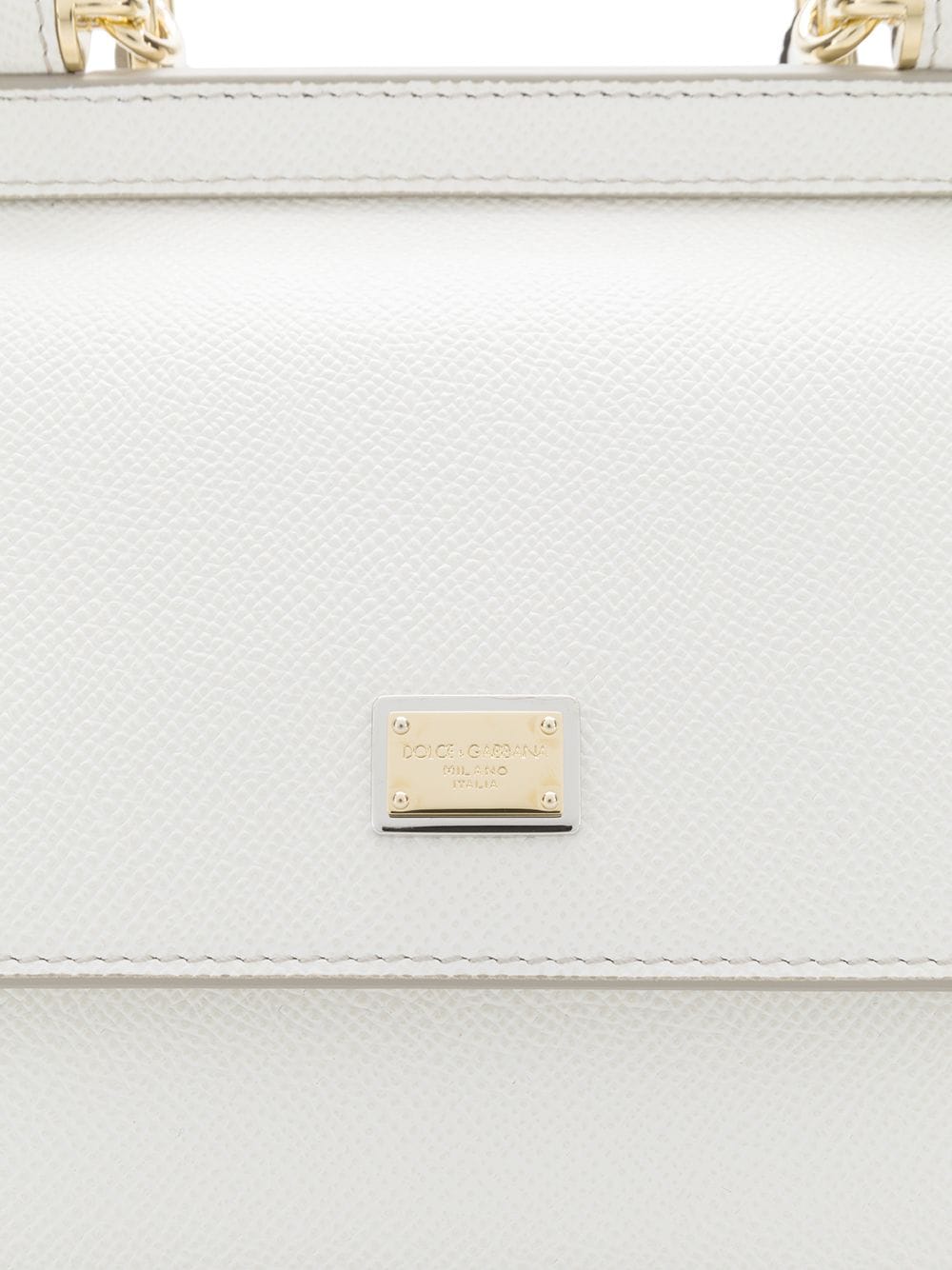 DOLCE & GABBANA 'Small Sicily' White Leather Top-Handle Handbag for Women