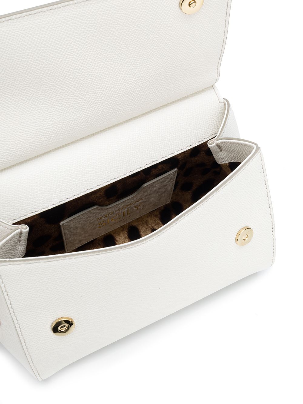 DOLCE & GABBANA 'Small Sicily' White Leather Top-Handle Handbag for Women