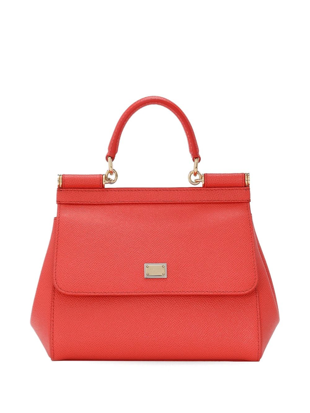 DOLCE & GABBANA Sicily Medium Coral Red Leather Handbag