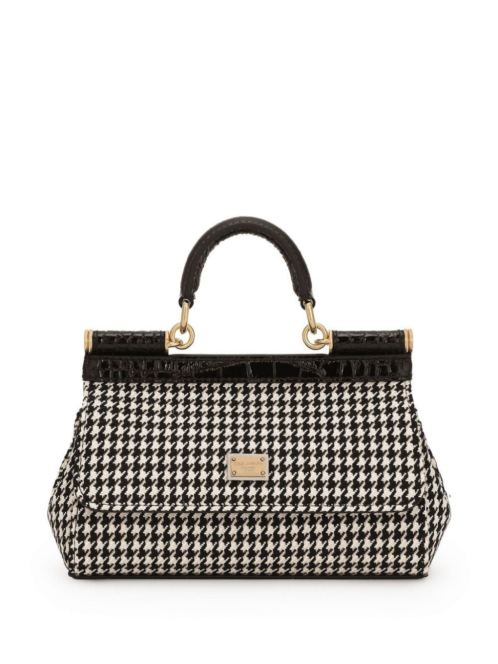 DOLCE & GABBANA Mini Houndstooth Tote Handbag