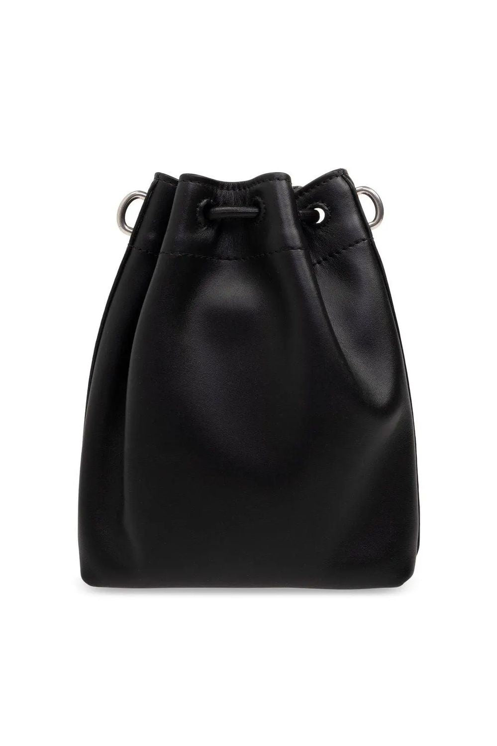 JIMMY CHOO Elegant Mini Bucket Bag in Metallic Black Leather