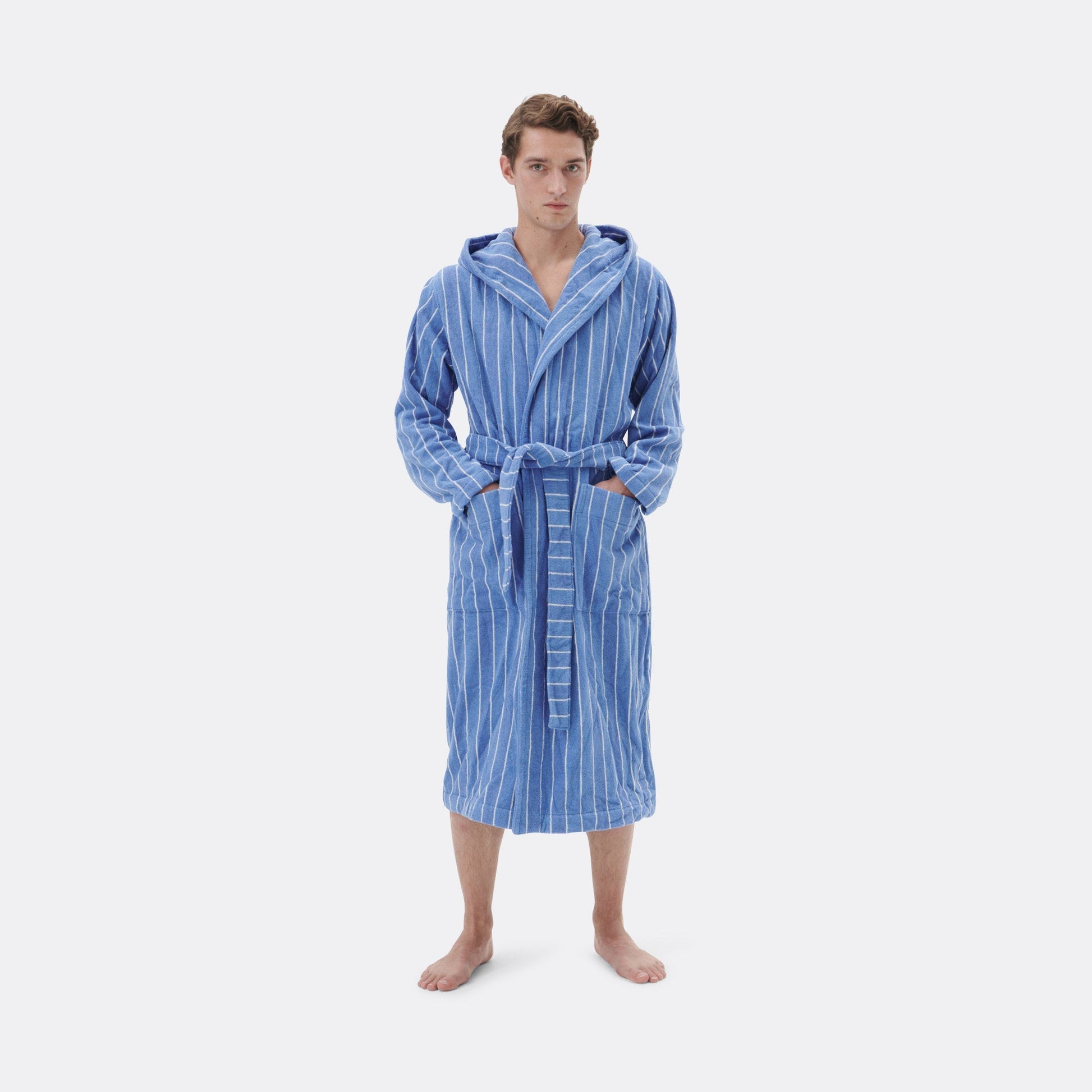 Hooded Bathrobe - Striped Marseille