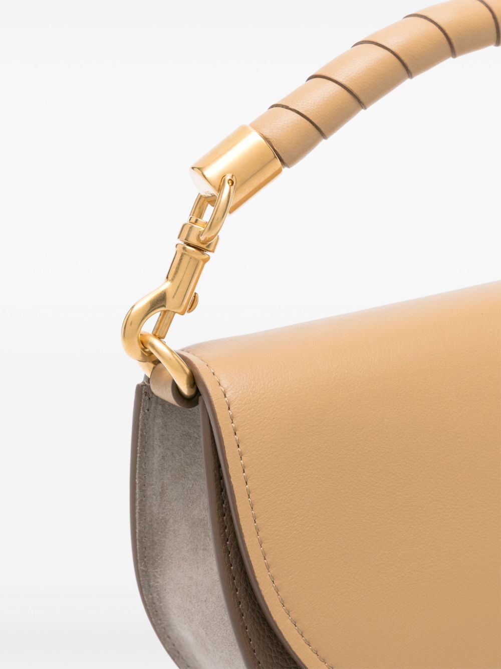 CHLOÉ Cream Brown Mini Marcie Crossbody Leather Handbag for Women