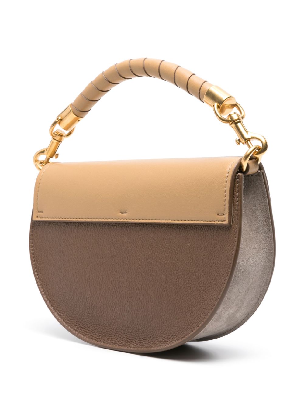 CHLOÉ Cream Brown Mini Marcie Crossbody Leather Handbag for Women