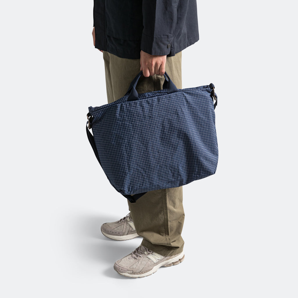 Zip Tote - Navy Grid