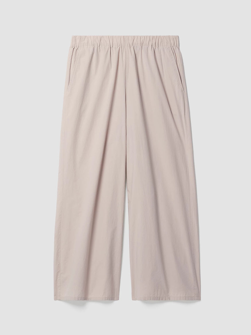 Washed Organic Cotton Poplin Wide-Leg Pant - Taupe