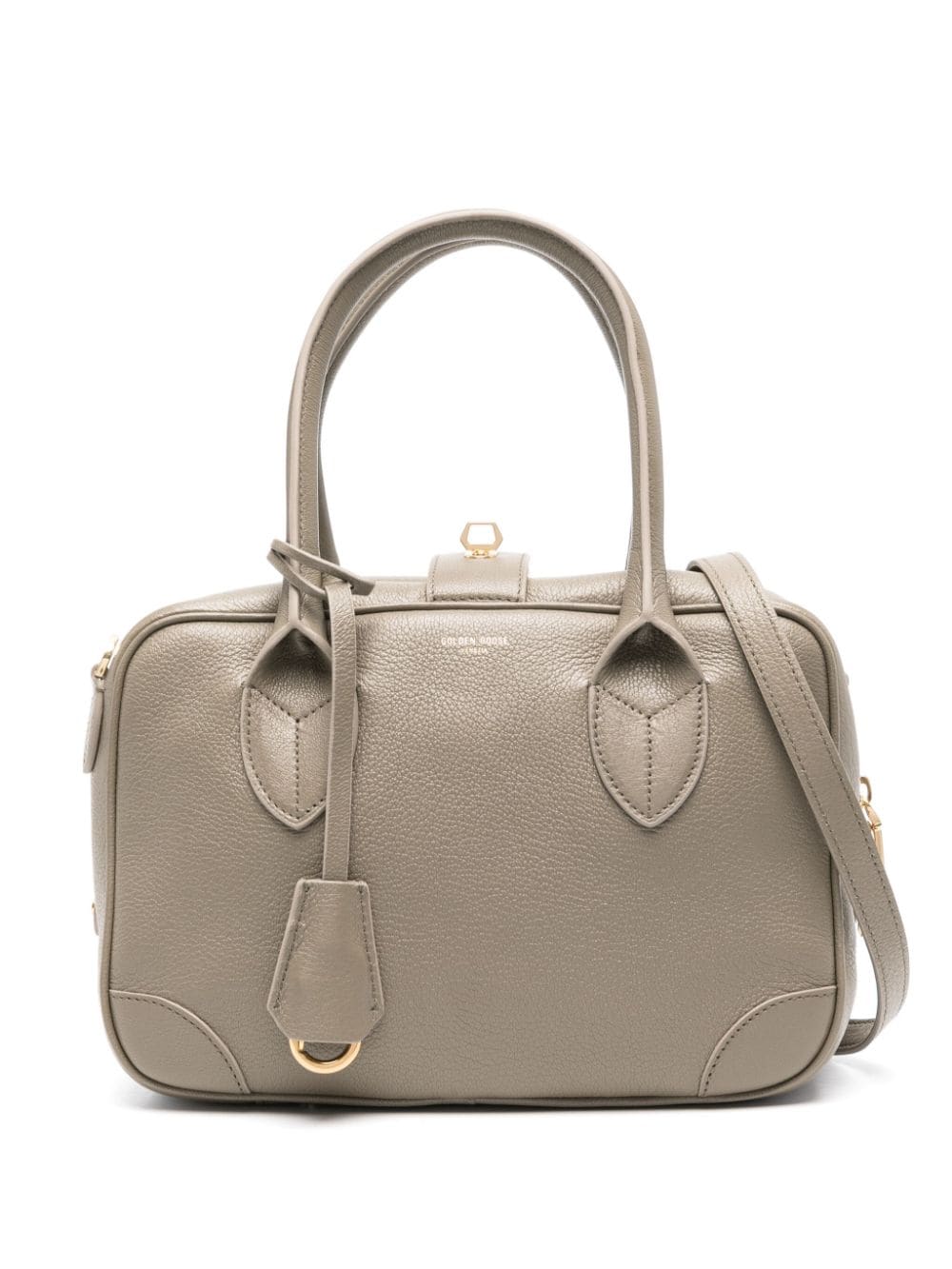 GOLDEN GOOSE Elegant Olive Leather Handbag with Gold-Tone Accents