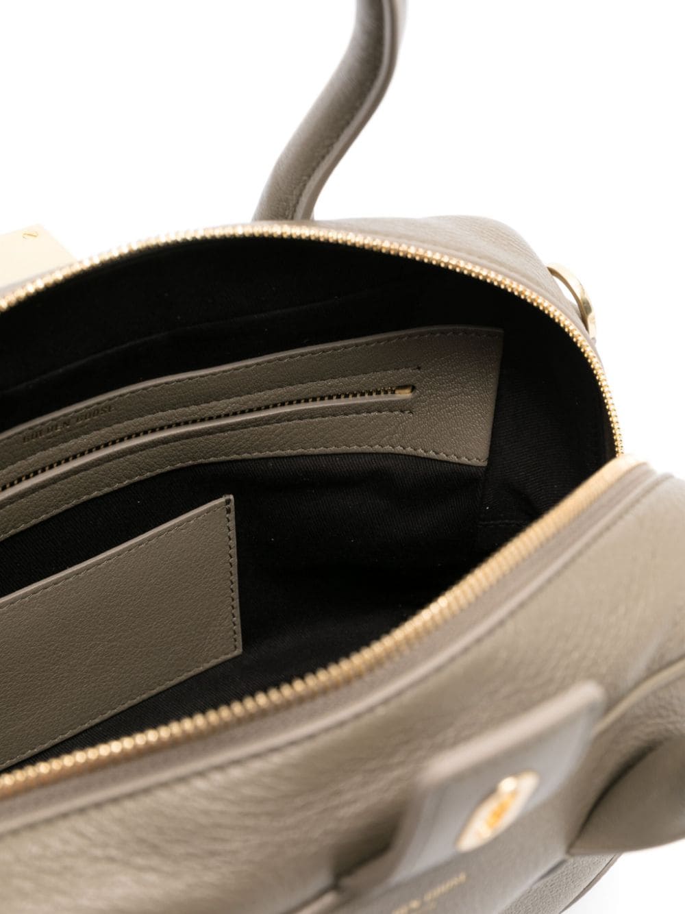 GOLDEN GOOSE Elegant Olive Leather Handbag with Gold-Tone Accents