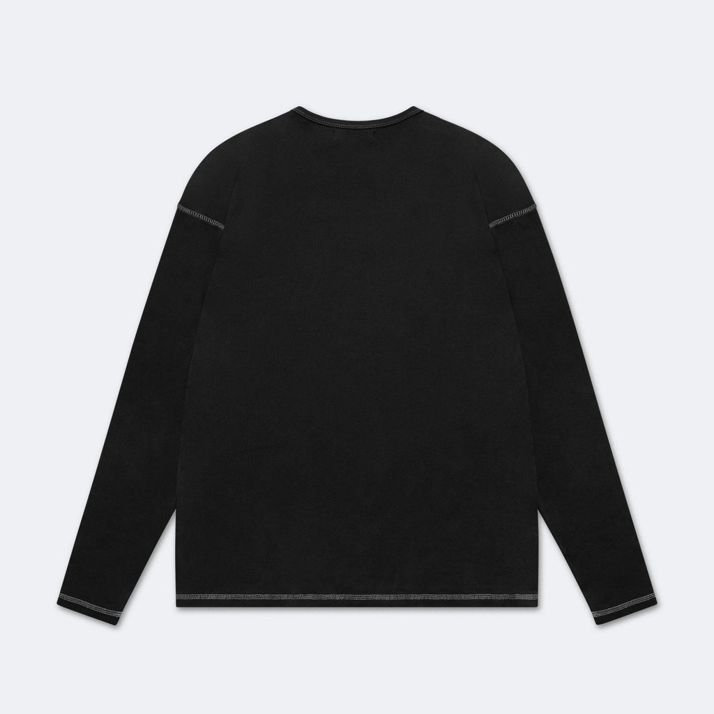 Heavy Rib Knit Long Sleeve Tee - Charcoal