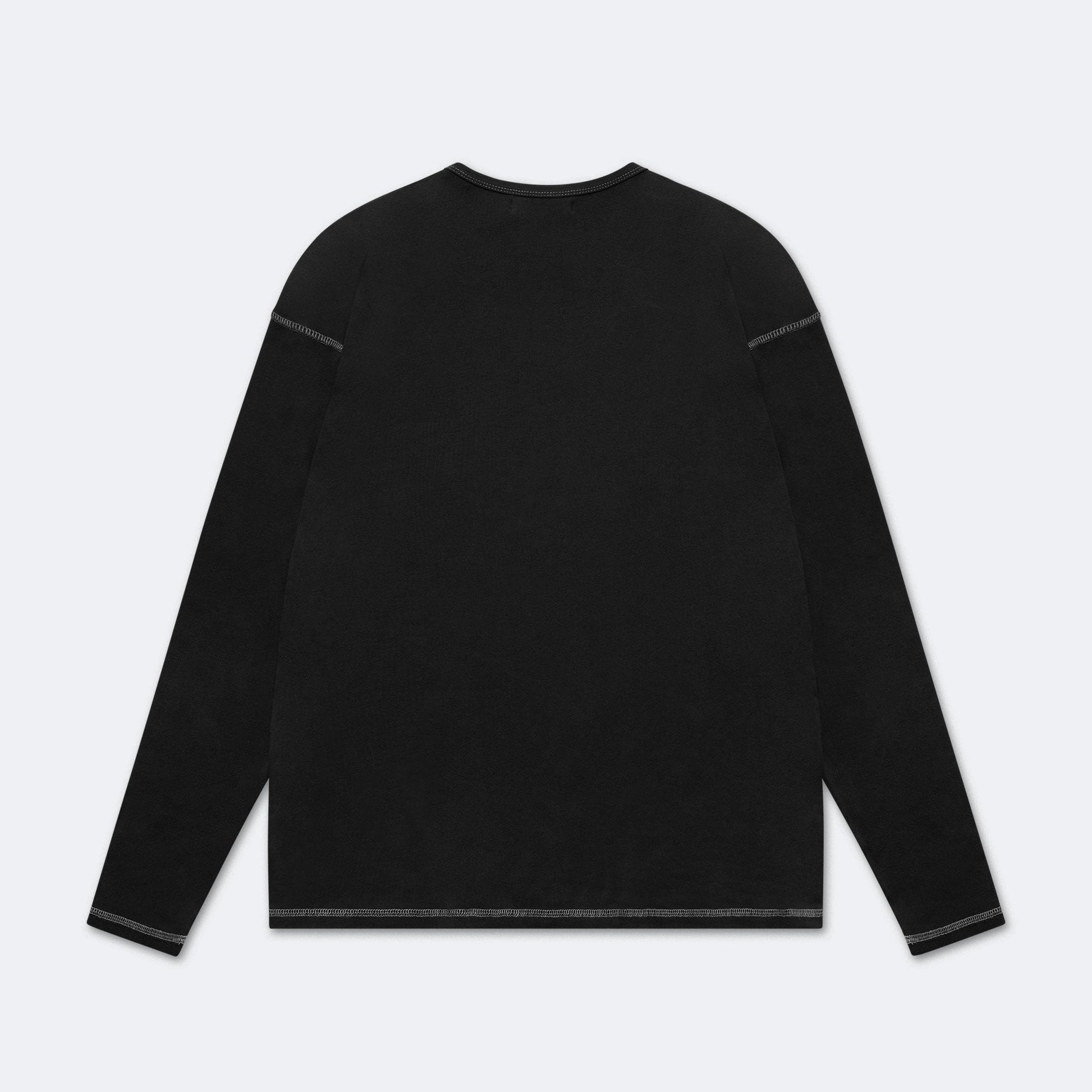 Heavy Rib Knit Long Sleeve Tee - Charcoal
