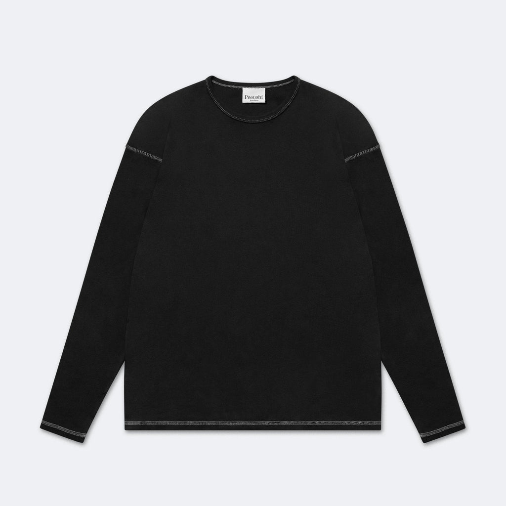 Heavy Rib Knit Long Sleeve Tee - Charcoal