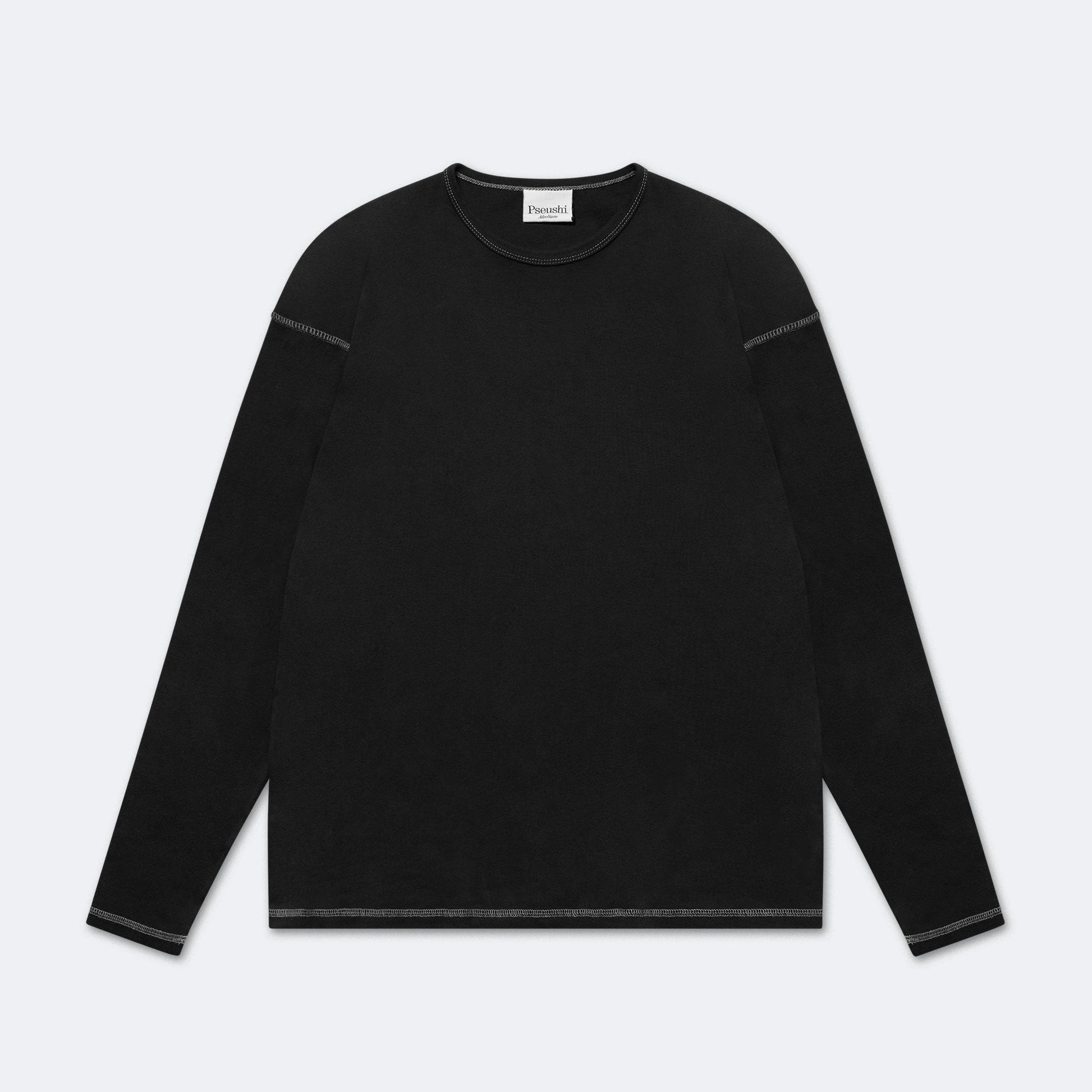 Heavy Rib Knit Long Sleeve Tee - Charcoal