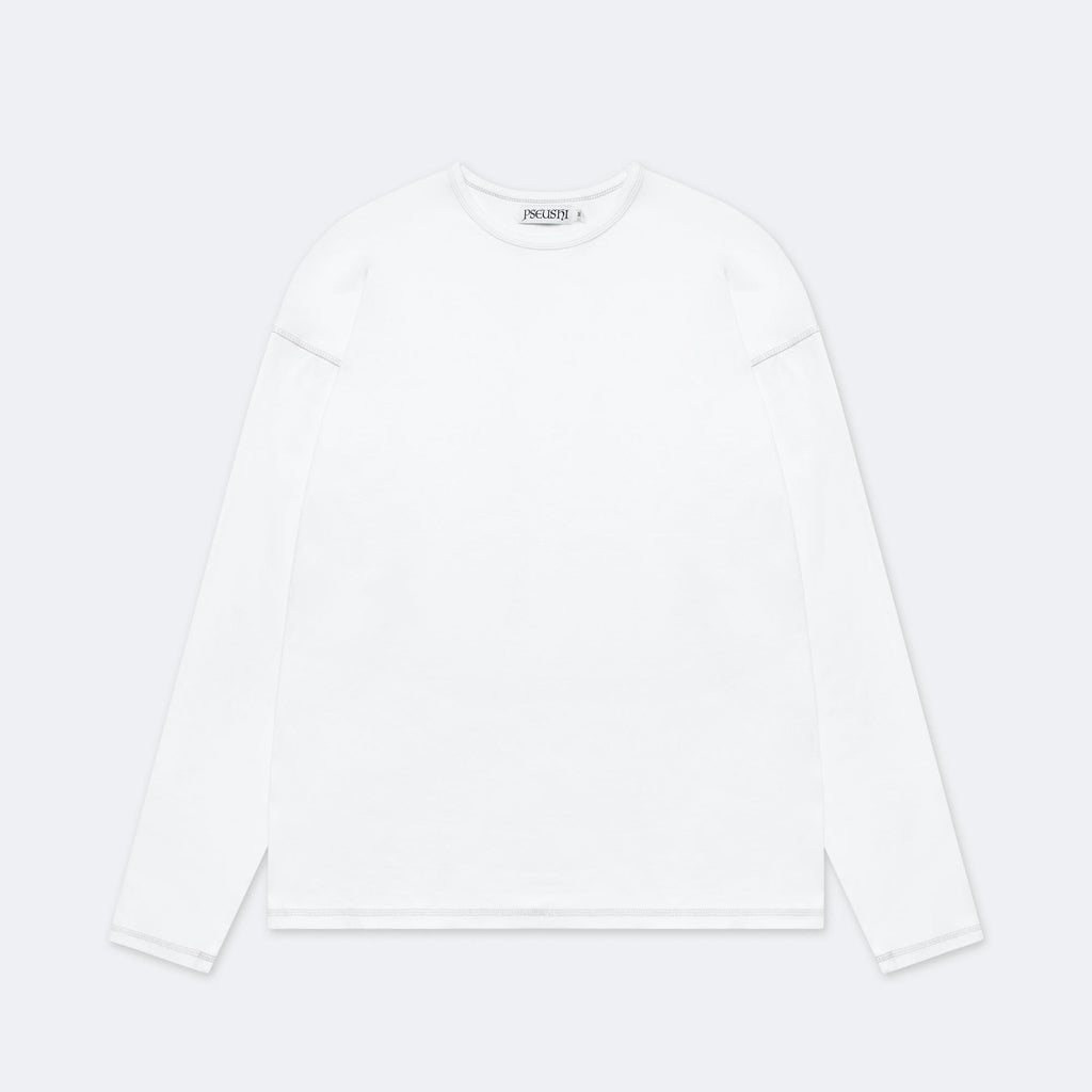 Heavy Rib Knit Long Sleeve Tee - White