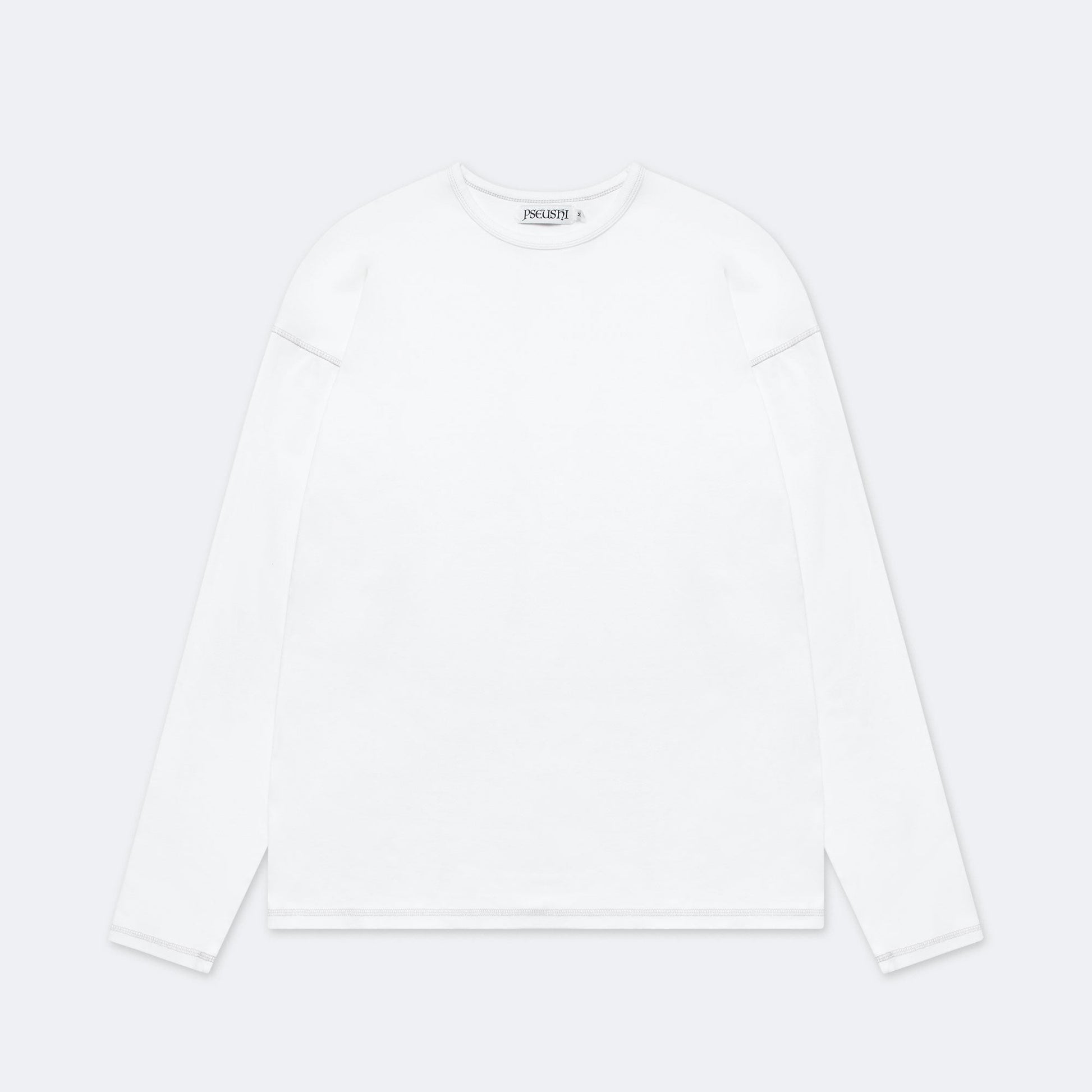 Heavy Rib Knit Long Sleeve Tee - White