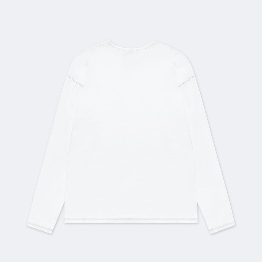 Heavy Rib Knit Long Sleeve Tee - White