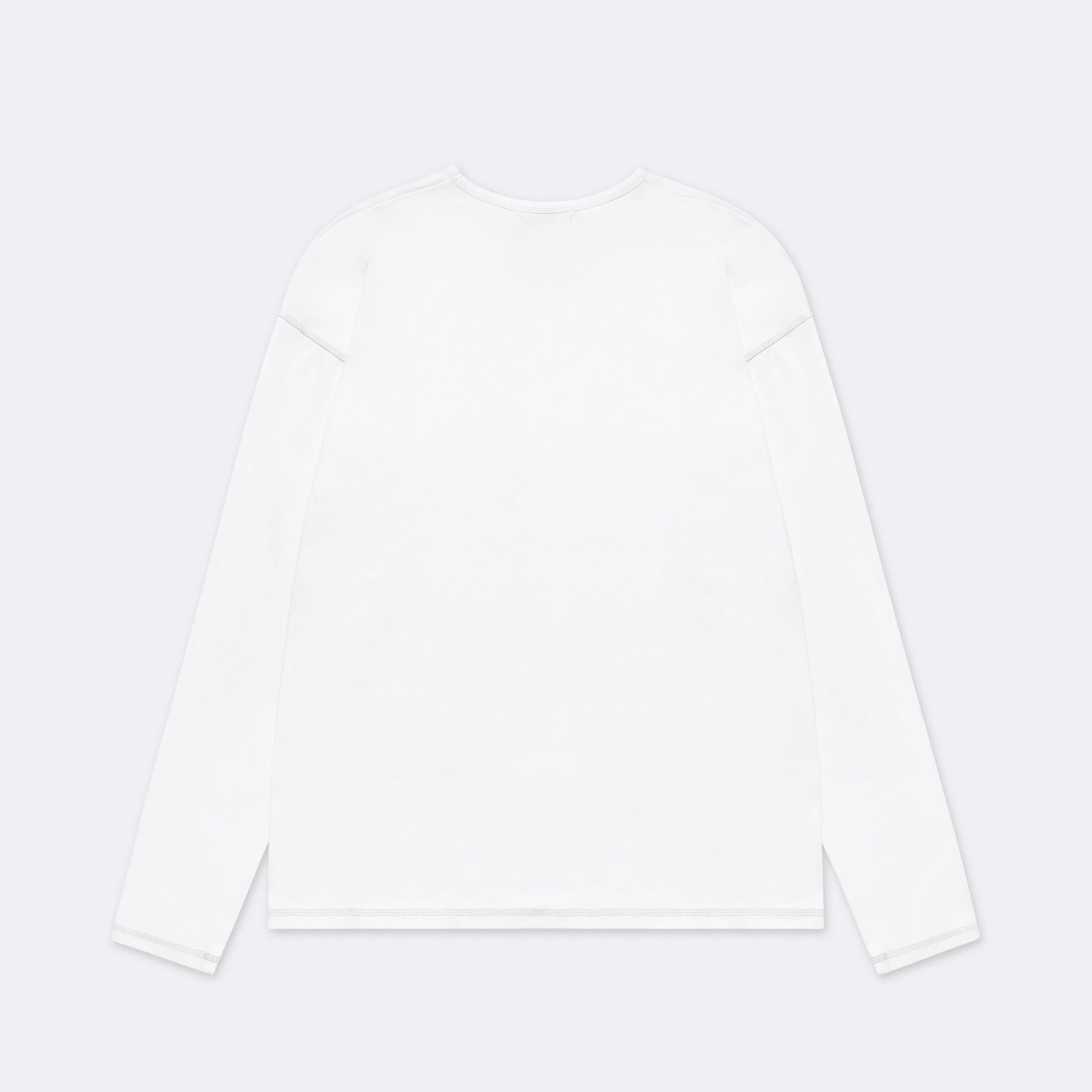 Heavy Rib Knit Long Sleeve Tee - White