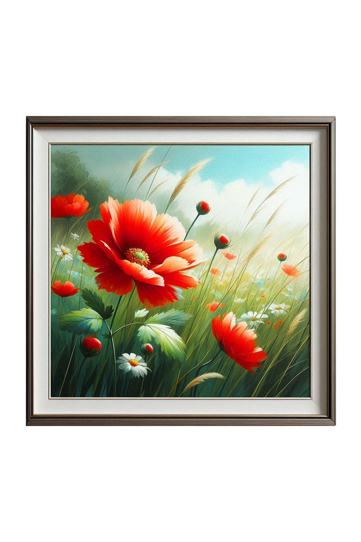 Vibrant Field of Flowers Framed Canvas Print