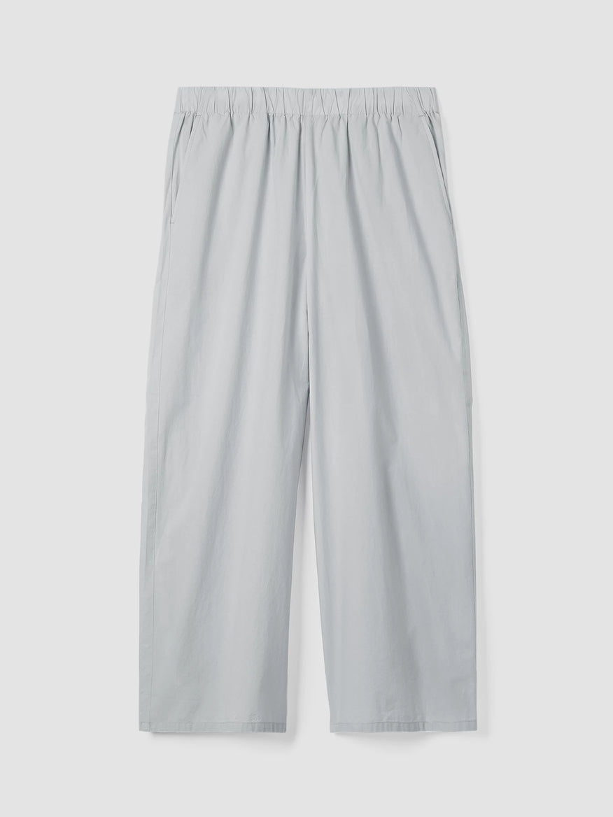 Washed Organic Cotton Poplin Wide-Leg Pant - White
