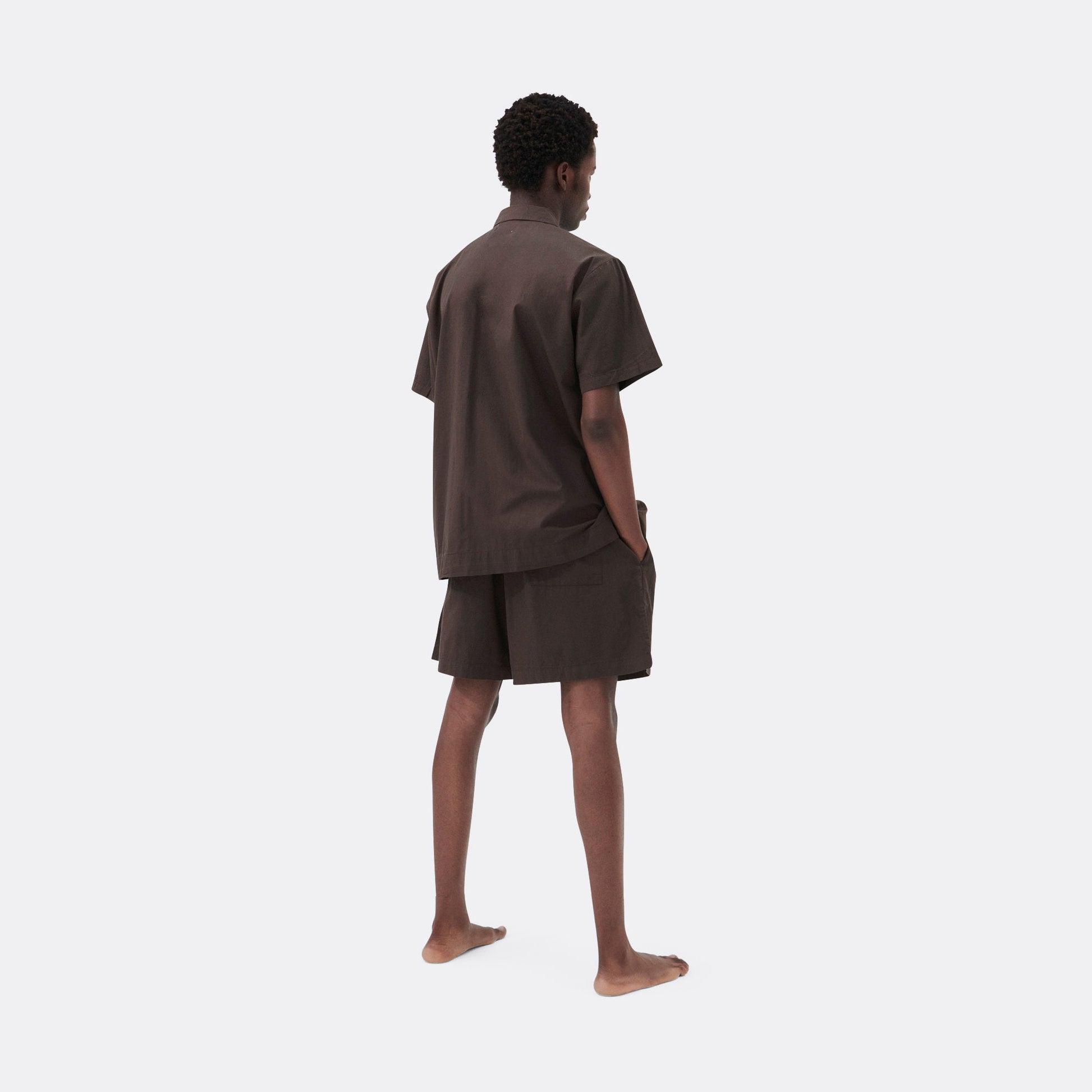 Pyjama Shorts - Coffee Cotton Poplin