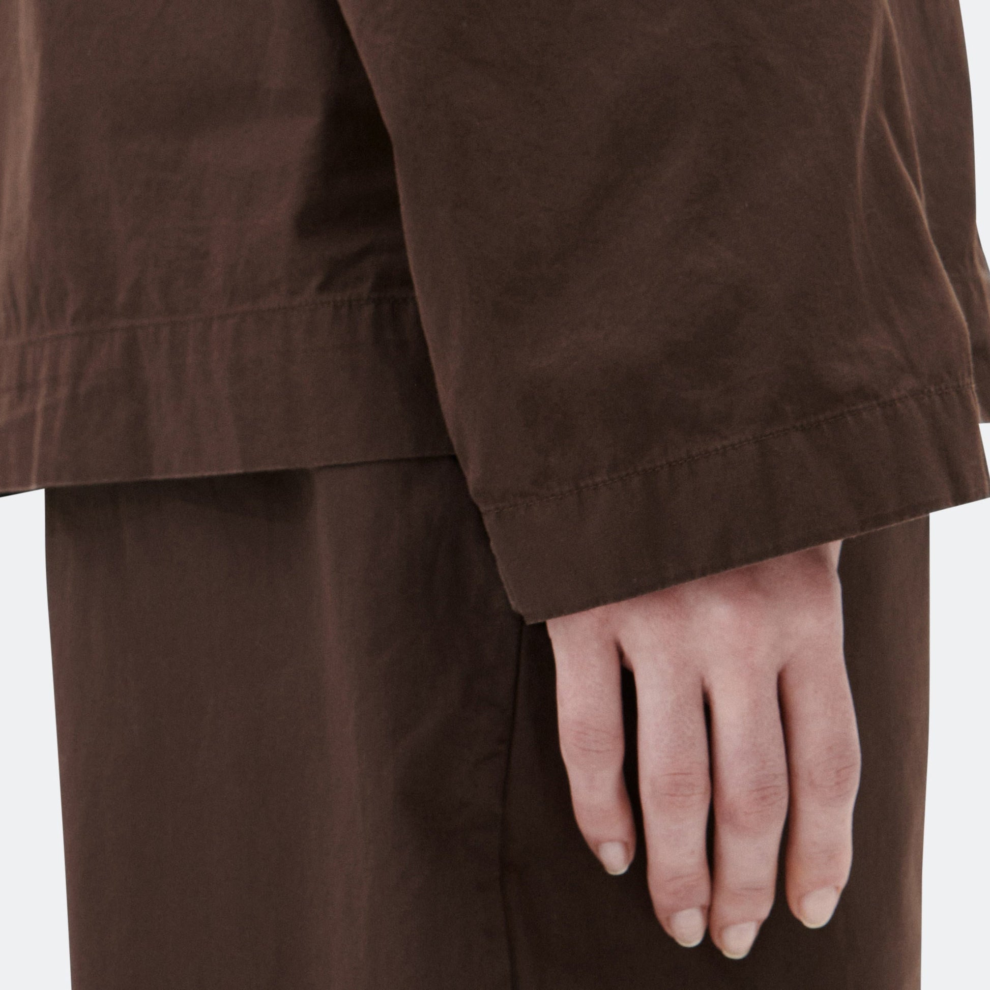Pyjama Shirt - Coffee Cotton Poplin