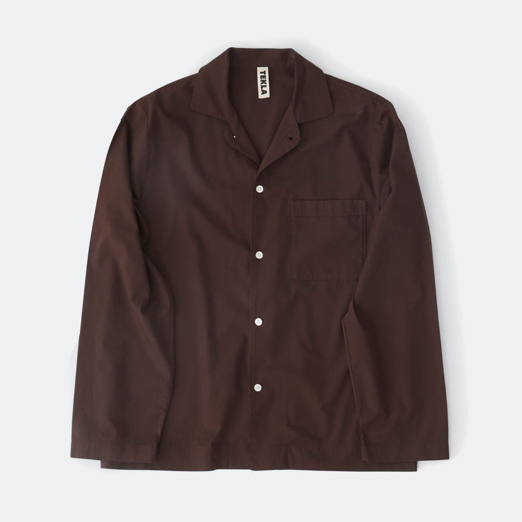 Pyjama Shirt - Coffee Cotton Poplin
