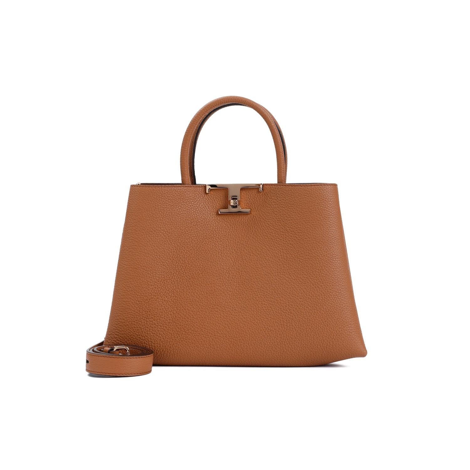 TOD'S Timeless Mini Shopper Handbag in Brown - W:11' H:7.7' D:4.7'