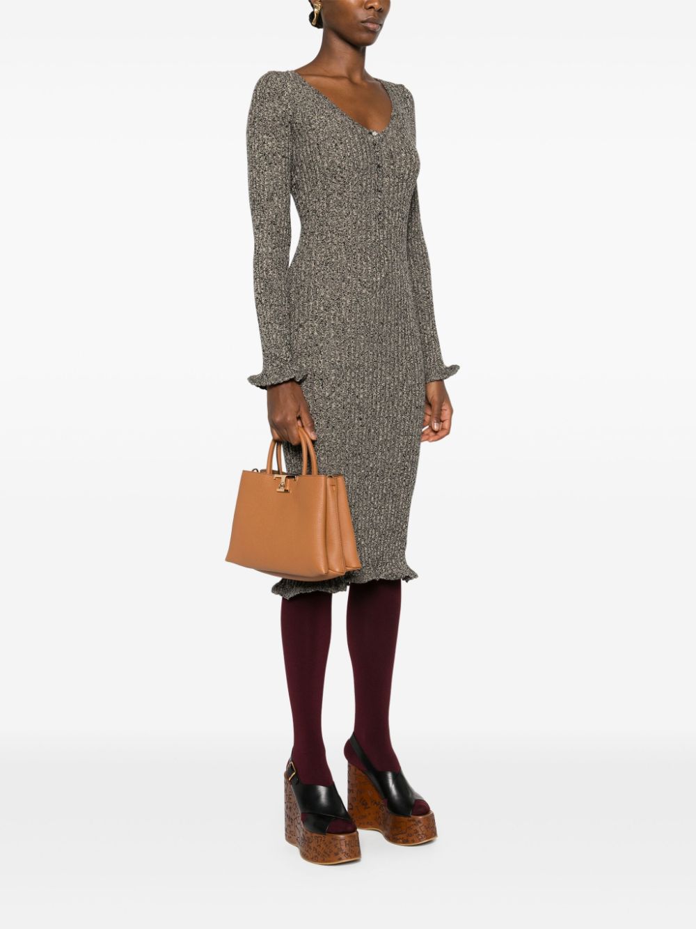 TOD'S Timeless Mini Shopper Handbag in Brown - W:11' H:7.7' D:4.7'