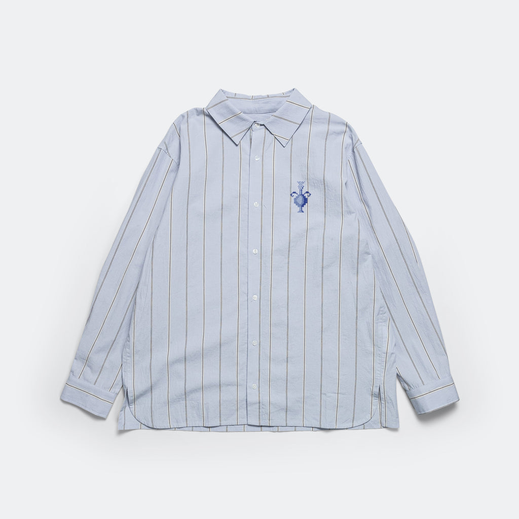 Jarra Striped Poplin Button-Down Shirt - Light Blue