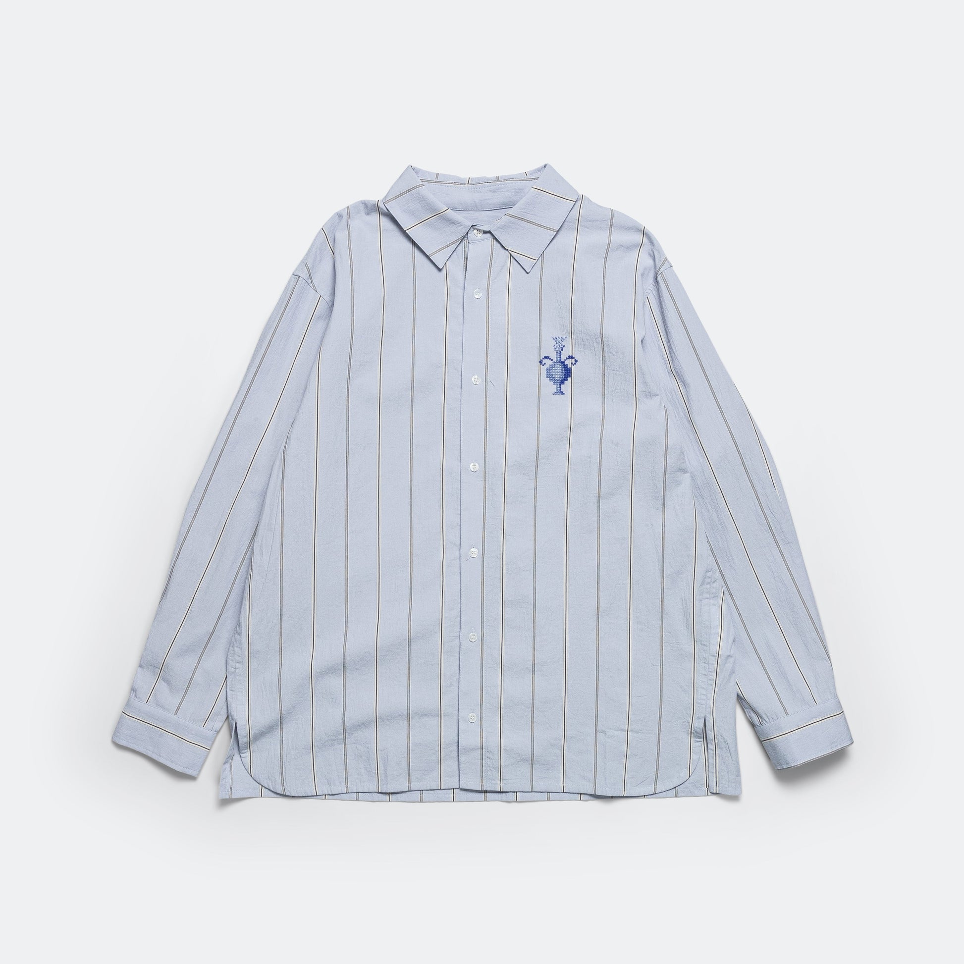 Jarra Striped Poplin Button-Down Shirt - Light Blue