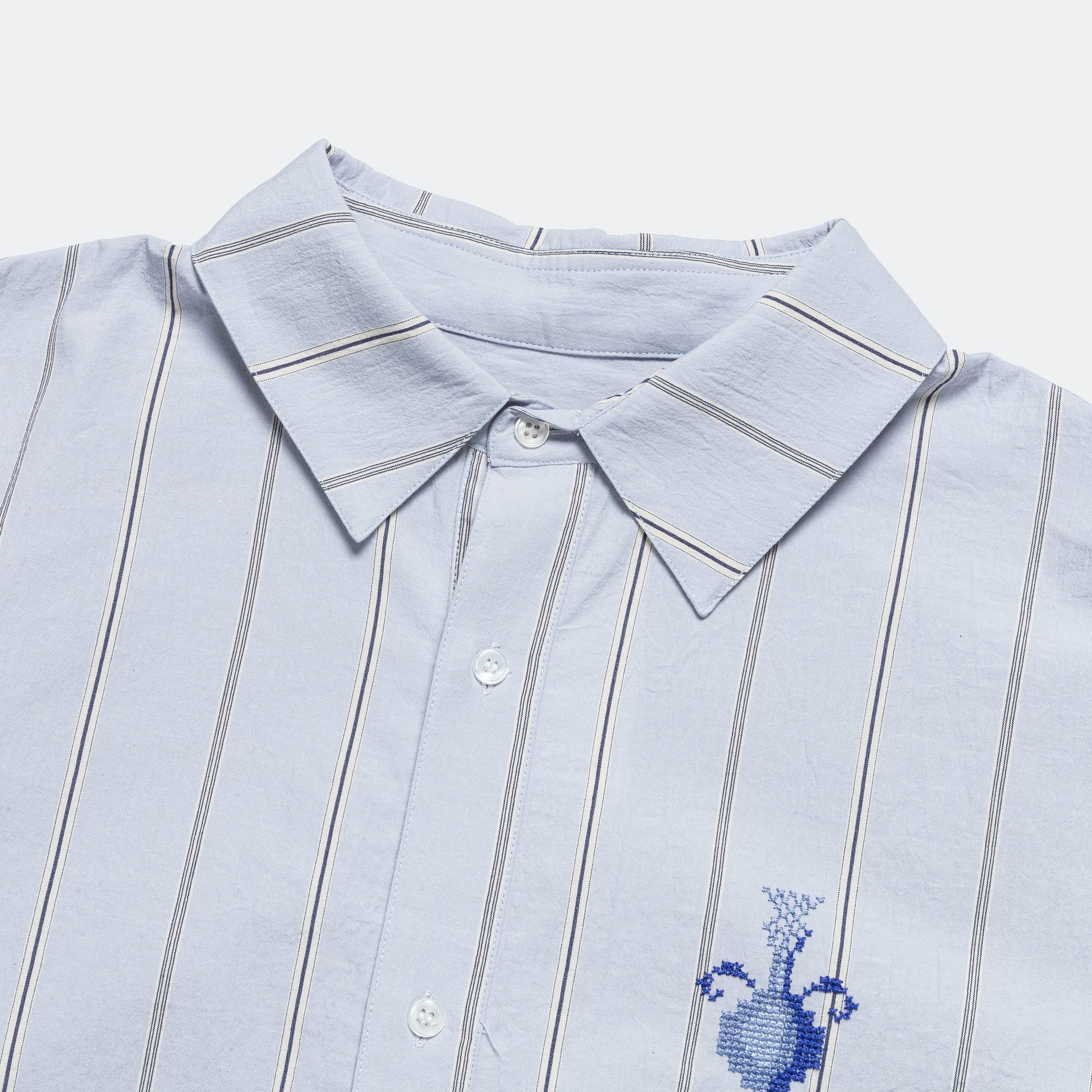 Jarra Striped Poplin Button-Down Shirt - Light Blue