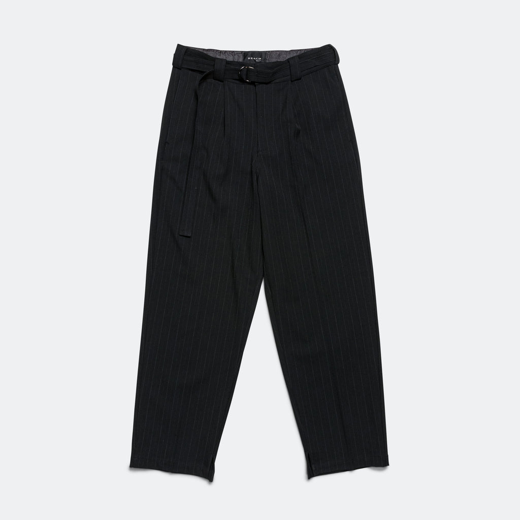 Pleated Suit Pant - Black Pinstripe