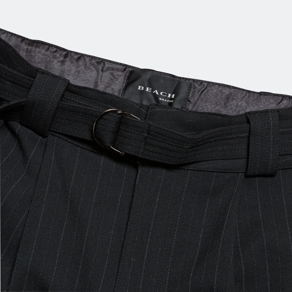 Pleated Suit Pant - Black Pinstripe