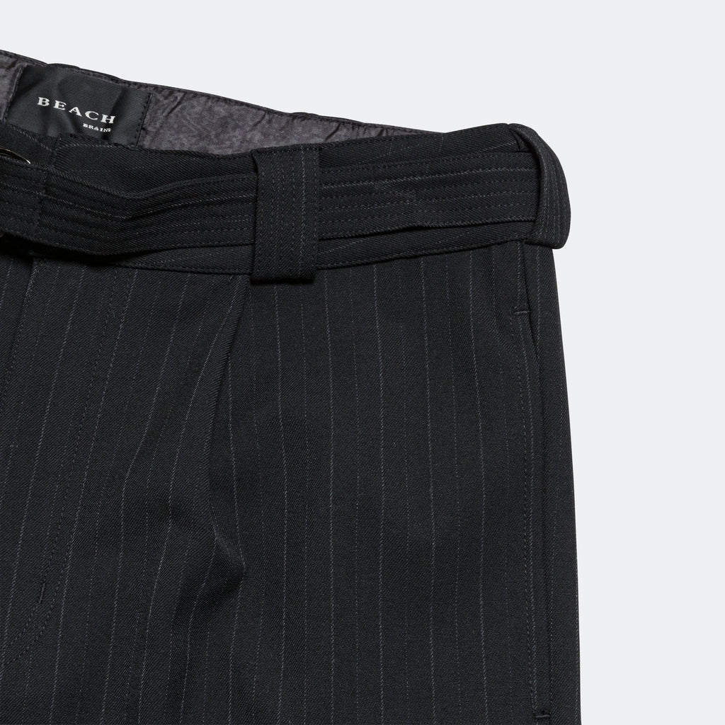 Pleated Suit Pant - Black Pinstripe
