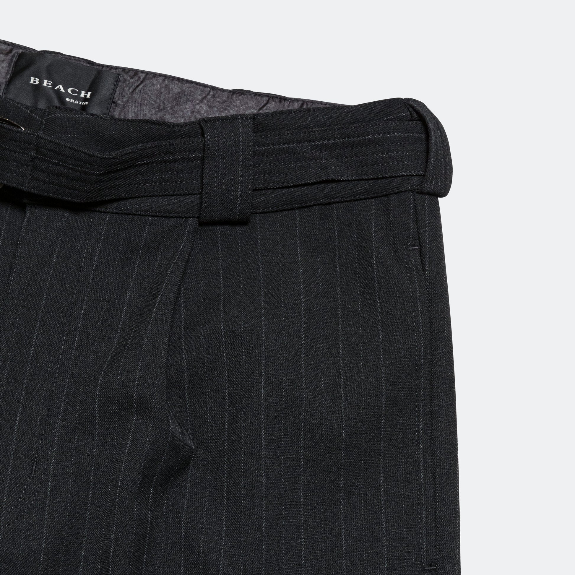 Pleated Suit Pant - Black Pinstripe