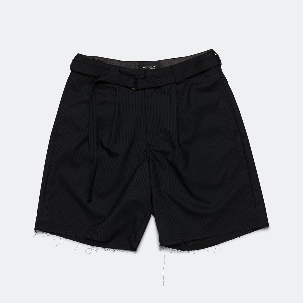 Pleated Suit Short - Black Pinstripe
