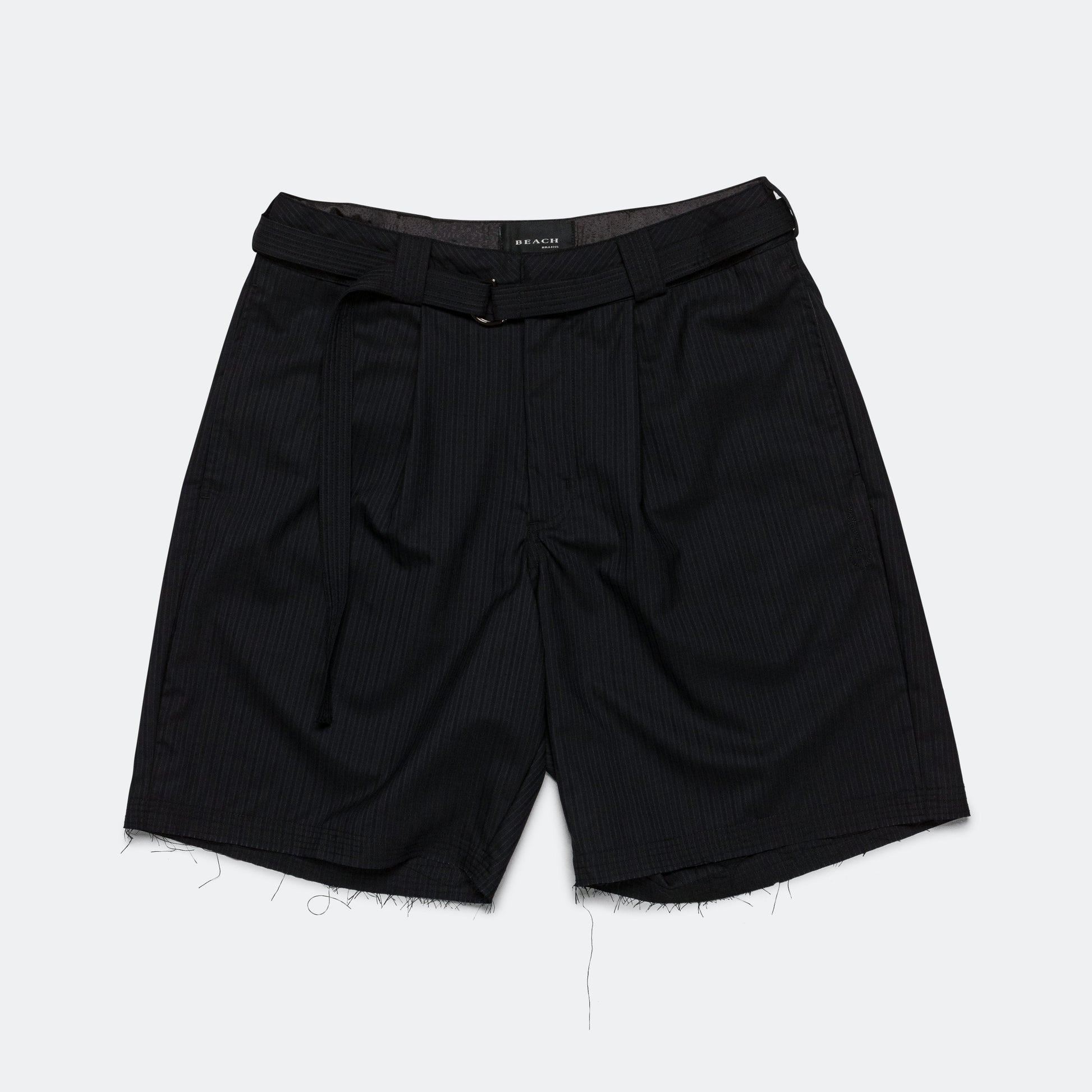 Pleated Suit Short - Black Pinstripe