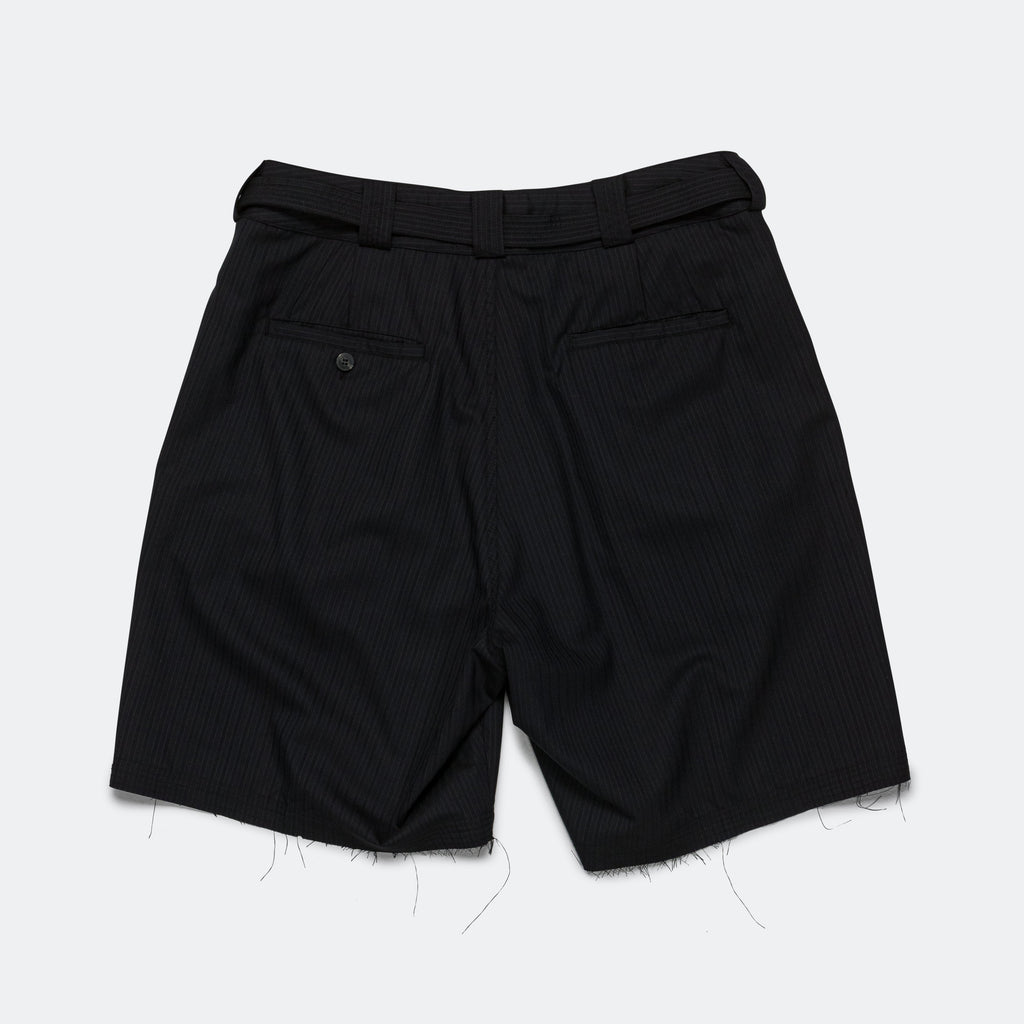Pleated Suit Short - Black Pinstripe
